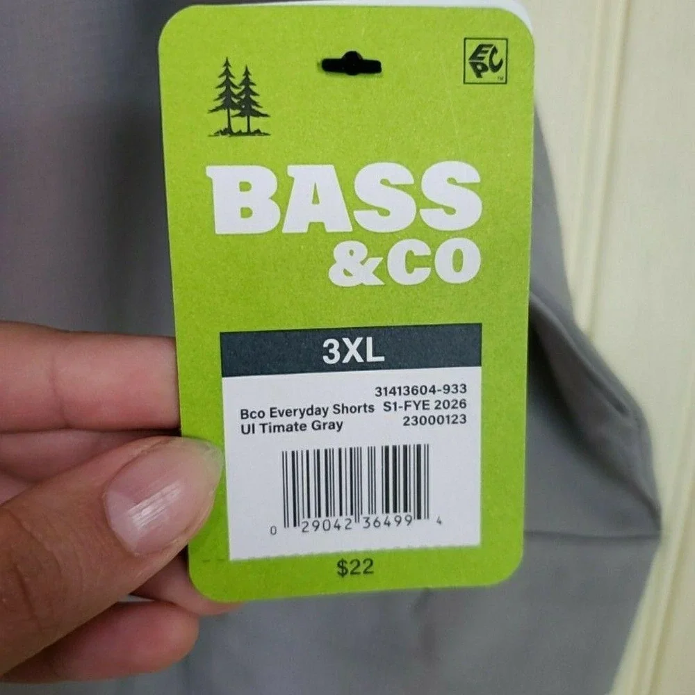 Bass &‎ Co Cargo Shorts Mens 3XL Gray Quick Dry UPF 40 Elastic Waist Everyday